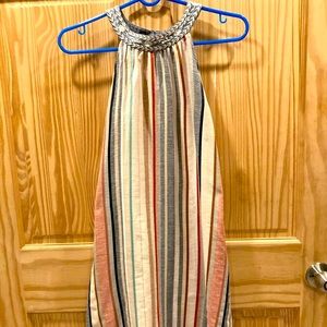 THML multi stripe summer halter dress size S